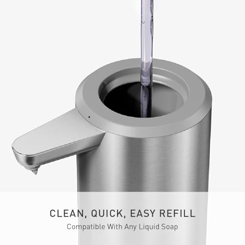 Image of simplehuman Liquid Sensor Pump with Caddy, 9 oz Automatic Soap Dispenser for Kitchen and Bathroom, Touchless Motion Sensor, Variable Dispense, Rechargeable, High-Grade Brushed Stainless Steel
