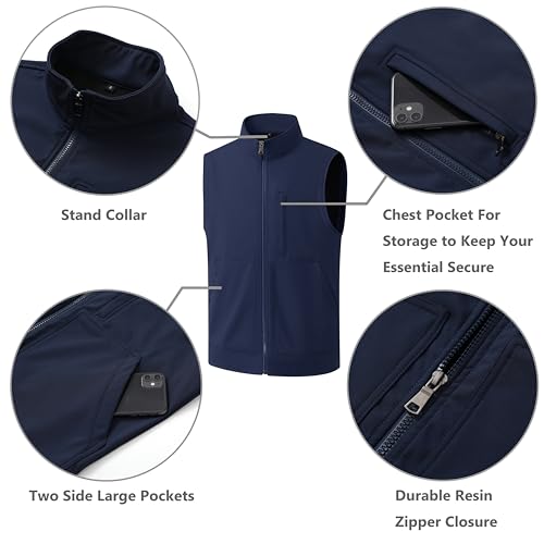 Image of VtuAOL Men's Lightweight Softshell Vest Outdoor Quilted Vest Sleeveless Jacket for Travel Hiking Golf