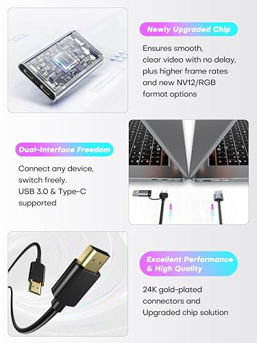Image of XIIXMASK USB 3.0 HDMI Capture Card, 4K60FPS Capture with Pass-Through