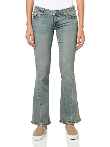 True Religion Women's Joey Low Rise Flare Jeans with Flap Pockets