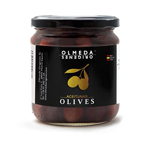 OLMEDA ORÍGENES - Aceitunas Cuquillo con hueso - Tarro de cristal (370 gramos)