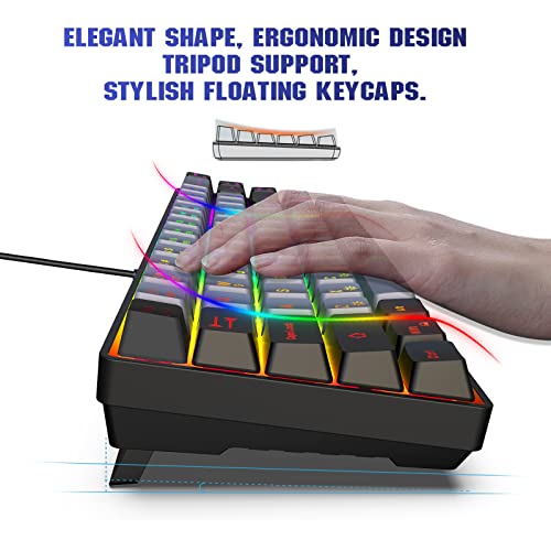 Snpurdiri 60% Gaming Keyboard,Rgb Compact Mini Keyboard,Wired Computer Membrane Keyboard For Windows Pc Gamers(68 Keys,Grey -Black) #TOP2