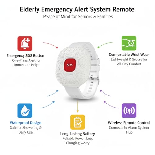 Life Alert Systems for Seniors No Monthly Fee, App-Controlled Caregiver Pager, 1–6 LED Number Reminder Function 1Waterproof Wrist Remote 2Call Button 1Receiver(Only Supports 2.4GHz Wi-Fi)