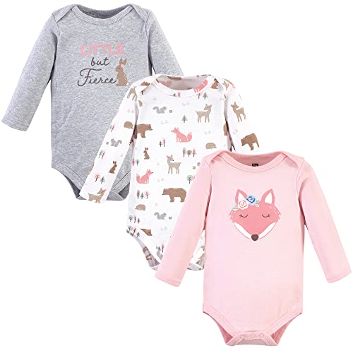 Image of Hudson Baby baby-girls Cotton Long-sleeve Bodysuits 3-pack