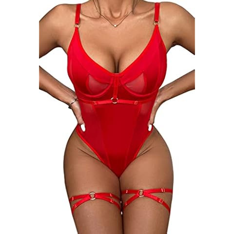 Aranmei Women's Underwire Bodysuit with Thong Cover