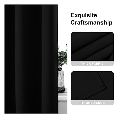 CUCRAF Blackout Curtains for Bedroom, 2 Panels, Thermal, Soundproof Room Dividers, Black, W55 x L69 Inch Drop - Image 4