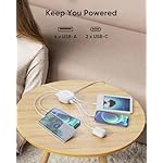 SUPERDANNY 6-Port USB Charger, 40W 8A Mini USB Charging Station, Charging Station for Multiple Devices, 4ft Cable, Compatible with iPhone, iPad, Galaxy, Pixel, for Travel, Cruise, White - Image 2