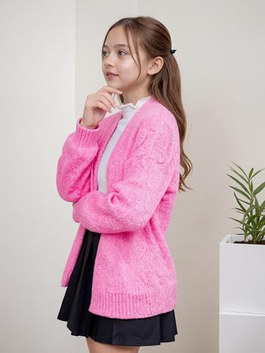 SELINK Girls Long Sleeve Cardigan Sweater Kids Solid Chunky Sweater Cardigan Casual Knit Coat Outerwear4