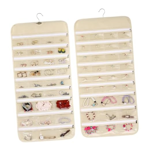 Cabilock 1 Joyero de Doble Organizador de Joyas Colgantes Cremallera Bolsillo para Joyas Armario de Pared Soporte para Joyas