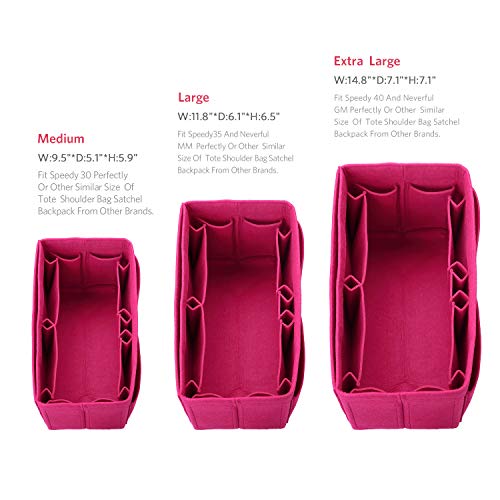 Image of Felt Purse Organizer, Bag in Bag Organizer For Tote & Handbag, Speedy, Neverfull, Medium Large Extra Large (Large, Rose)