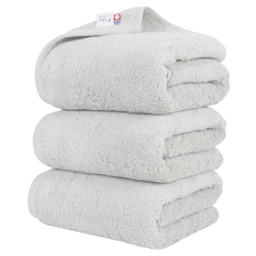 オルタ(oruTa) 今治タオル バスタオル 3枚セット 綿100 厚手 ふんわり 吸水 肌に優しい FUu ホテル仕様 お風呂上り 旅館 バスグッズ 60x125cm ライトグレー