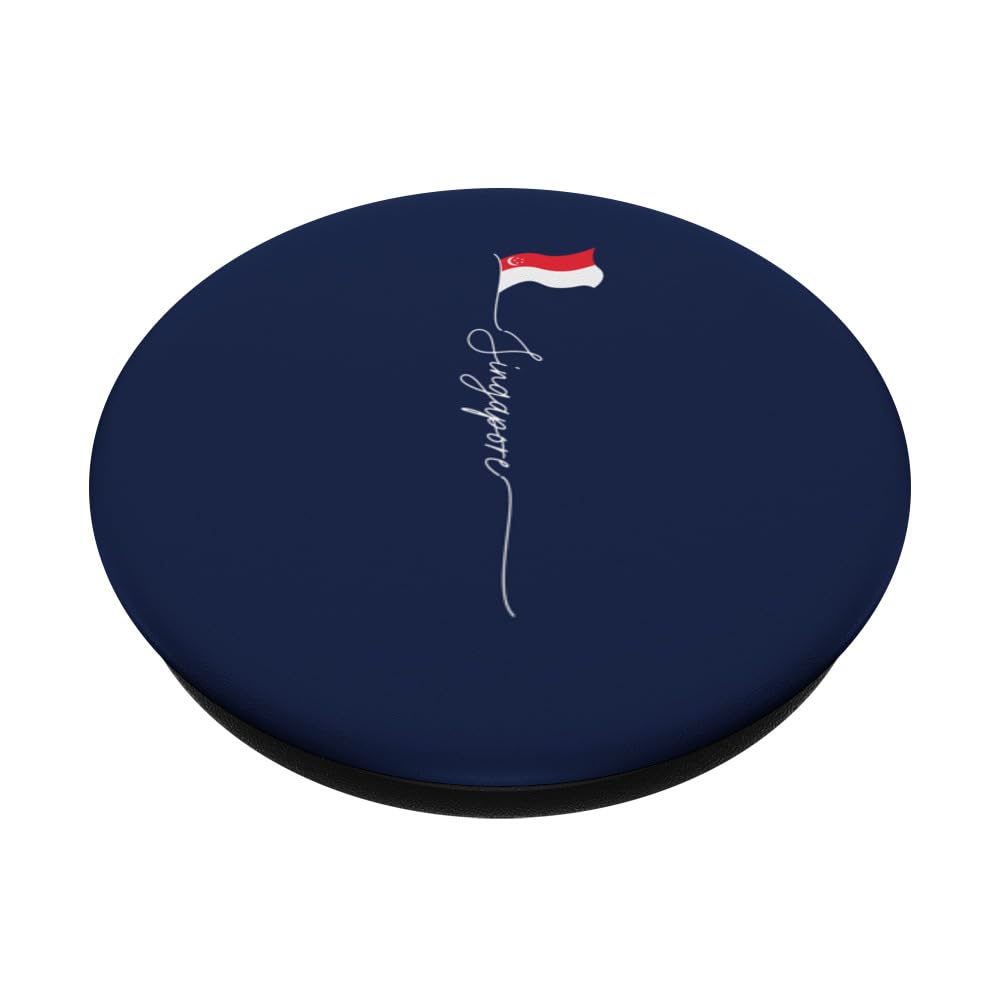 Singapore flag, Singaporean flag, Singaporean patriotic flag PopSockets Swappable PopGrip, Black - Image 2