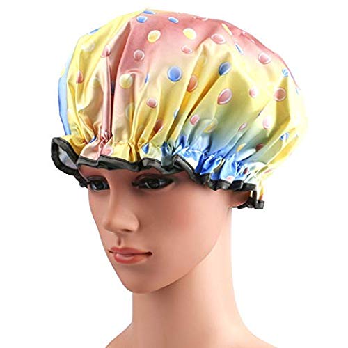 Shower Caps, ESARORA 4 PACK Extra Large Bath Caps Perfect for all Hair Lengths and Thicknesses - Waterproof - Double Layer - Thumbnail 3