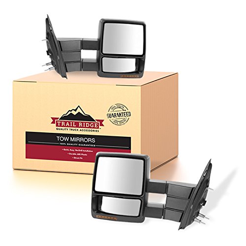 Trail Ridge Tow Mirror Power Heated Signal Puddle Light Black Pair Set for F150