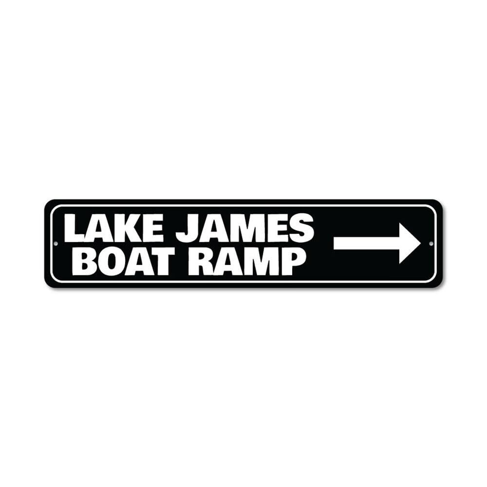 peiyeety Vintage Metal Tin Sign Decorative Wall Art Lake James Boat Ramp Themed Sign, Rustic Style, Durable Waterproof Rustproof, For Home, Nature Decor, Lake, Easy To Mount, 4x16 Inch