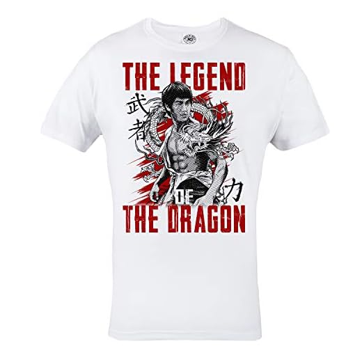 Rule Out Hombre Camiseta. Bruce Lee. The Legend of The Dragon. Karate. Blanco Casual Wear (Taille Small)