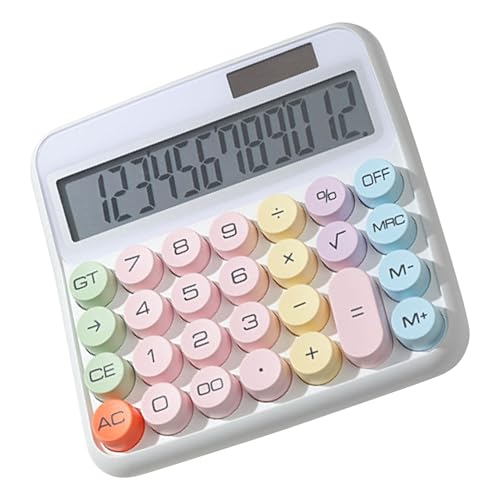 Calculadoras de escritorio, máquina de adición de 12 dígitos, teclado de botón grande de 6 x 5.5 pulgadas, pantalla de 5 pulgadas, pantalla de inclinación de 15 grados para el hogar, escuela, trabajo