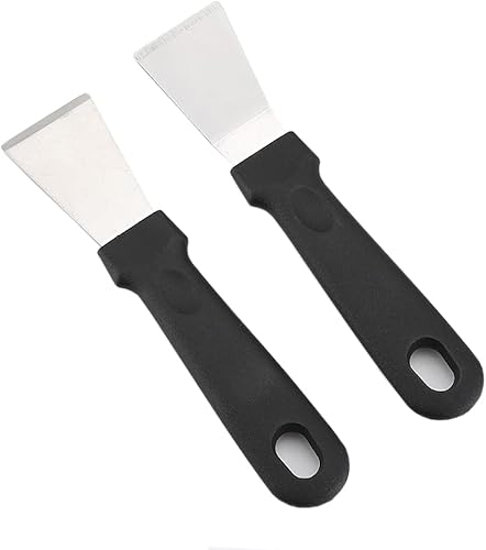 2 espátulas de limpieza de cocina, pala de humos, pala de limpieza, pala de hielo de acero inoxidable para refrigerador, nevera y congelador