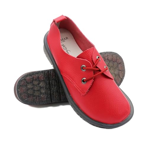 Zerimar Zapatos Cordones para Mujer - Calzado Elegantes y Cómodas - Calzado Femenino con Estilo y Confort - Rojo, Talla 40