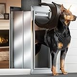 Dog Door for Wall, Large Doggy Door, Heavy Duty Pet Door, All Aluminum Frame, Energy Efficient, Double Magnetic Flaps, Extra Wide Telescoping Tunnel for Wall, Sliding Lock Panel (Pets Up to 100Lb)