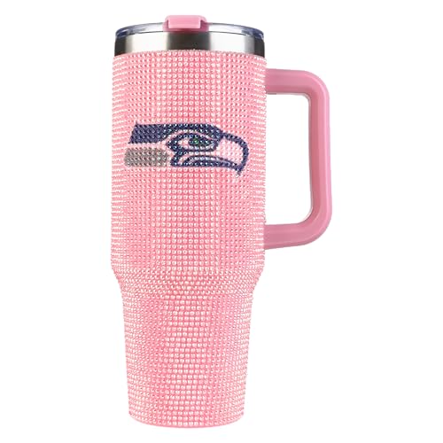 Image of The Memory Company Officially Licensed 40oz Pink Bling Game Day Tumbler, Seattle Seahawks