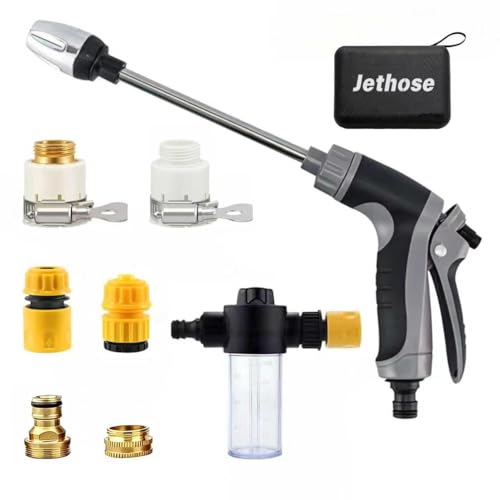 Jethose Hydro Washer Wand for Garden Hose High Pressure Water Hose Nozzle with Brass Jet Sprayer Attachment Metal Cleaning Wand for Car Washing Patio Driveway Window & Outdoor Cleaning