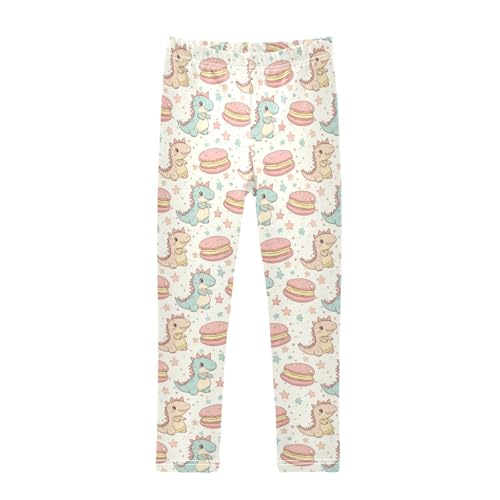 ZZKKO Girls Leggings Cartoon Cute Dinosaur Macaron Toddler Girls Clothes Toddler Comfortable Bottoms Girl Leggings 3T-10Y