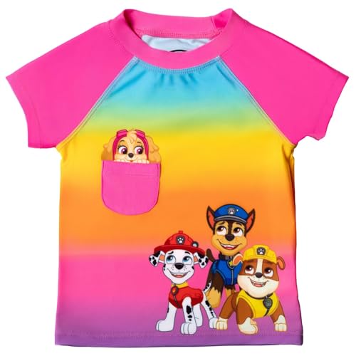 Paw Patrol Rubble Marshall Chase Girls Rash Guard Tankini Top and Bikini Bottom 3 Piece Swimsuit Set Toddler to Little Kid2