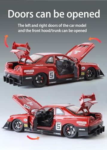 Image of Nissaan GTR Skyline Model Car with Box, Zinc Alloy Pull Back Toy car with Sound and Light for Kids Boy Girl Gift [Colors as Per Stock] (Nissaan GTR Skyline)