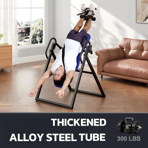 Image of YOLEO Inversion Table for Back Pain 2026 Foldable Inversion Table w /Removable Lumbar Pad, Reversible Ankle Holders, Easy Assembly