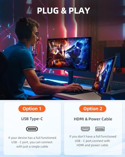 Image of NGTeco 16 inch Extended Monitor Portable 1200P IPS, 360 Foldable Stand, USB-C HDMI Plug&Play, Built-in Speakers, Laptop Screen Extender for PC /Mac /Phone /Xbox /Switch