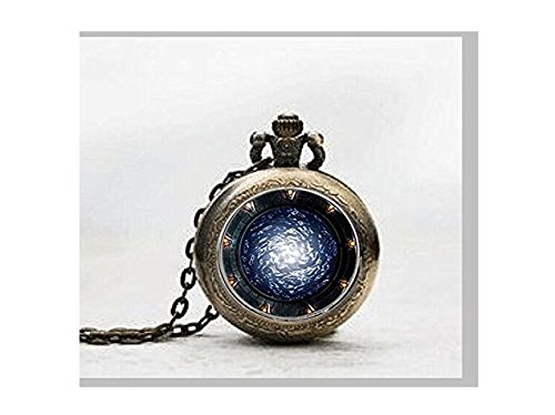 Stargate Portal Sg1 Pendant Pocket Watch,Stargate Portal Sg1 Necklace Pocket Watch Charm, Stargate Portal Sg1 Pendant Pocket Watch Glass Tile Jewelry,Glass Stargate Portal Sg1 Watch,Wolf Potphoto