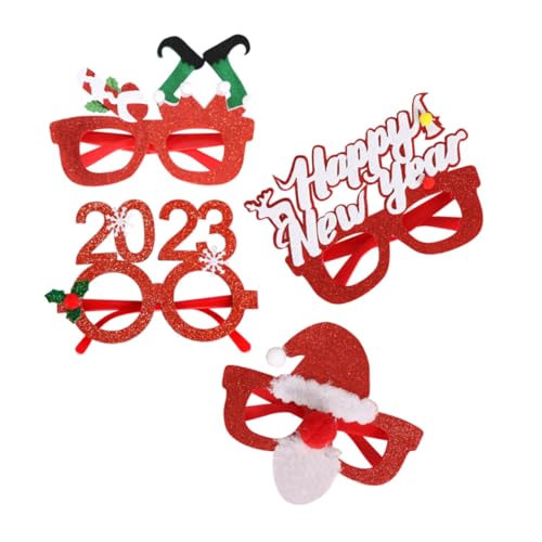 OUNONA 4pcs Boys and Girls Christmas Glasses Frame Decorative Glasses for Christmas Party