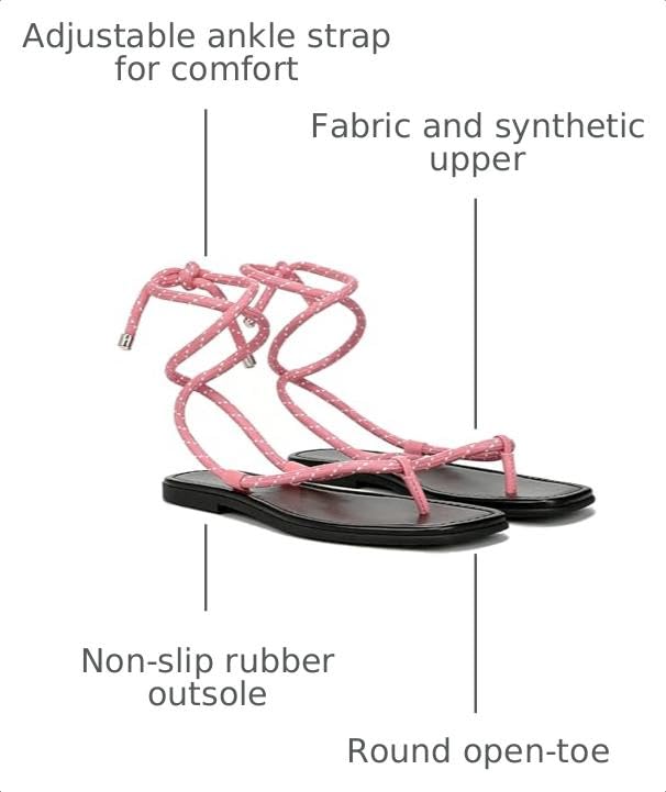 Image of Rope Flat Sandals for Women Strappy Open Toe Thong Sandals Summer Slingback Slip On Slide Sandals with Adjustable Strap