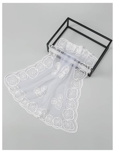 OYOANGLE Women's Floral Embroidered Hair Scarf Lace Square Hair Bandana Sheer Scarves Headband4