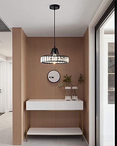 Biewalk Modern Kitchen Island Crystal Pendant Light Adjustable Black Chandelier for Kitchen Island Living Room Dining Room Bedroom Bar, 1 Pcs - Image 3