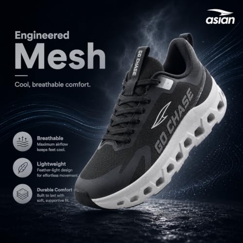 Image of ASIAN Quantum-56 Men's Running Shoes with Stylish Air Coil Sole, Breathable Knit Upper, Lightweight & Memory Foam Cushioning for All-Day Comfort