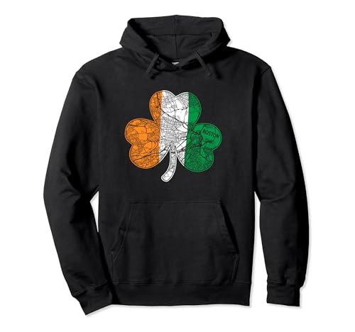 VINTAGE BOSTON IRLANDÉS SHAMROCK CIUDAD CALLE MAPA SAN PATRICKS Sudadera con Capucha