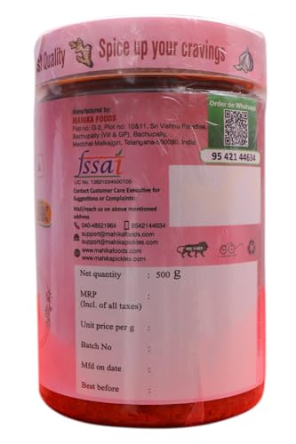 Image of MAHIKA FOODS Boneless Mutton Pickle, Andhra Style Homemade Fresh Gosht Ka Achar, Authentic Taste of Tradition, Spicy Guntur Flavor, Kerala Special Size: 500Gram