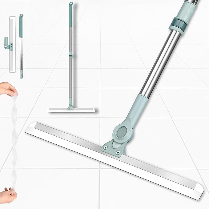Image of Anmarko Heavy Duty Bathroom Wiper with 180-Degree Swivel Head | Multifunctional Magic Broom Floor Wiper | 50-Inch Rotating Floor Squeegee with Long Handle Adjustable