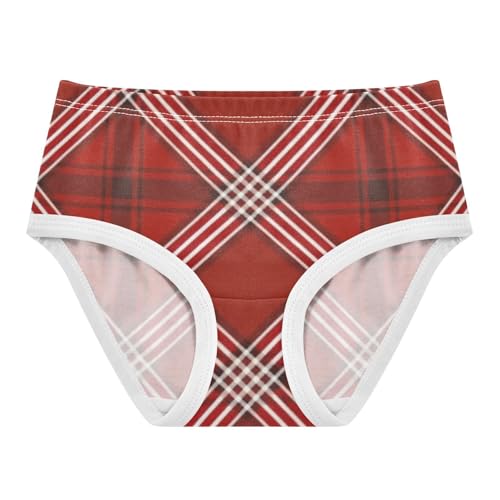 Classic Red Plaid Girls' Underwear Moisture Wicking Comfort Color for Toddler Girls in Sizes 2T,3T, 4T, 5T, 6Y and 8Y