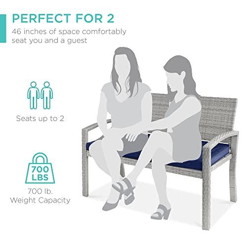 Best Choice Products SKY6384 Outdoor Bench 2-Person Wicker Garden Patio Benches Seating Furniture thumb #5
