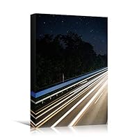 Canvas Wall Art Road Lights Cityscape Colorful Modern Multicolor Neon Photography Places - 12x18 inches