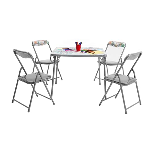 Flash Furniture Mindy Kids 5-Piece Folding Square Table and Chairs Set for Daycare and Classrooms, Children's Activity Table and Chairs Set, Printed