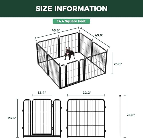 Image of FXW Rollick Unleashed Dog Playpen for Indoor, Yard, RV Camping, 24 inch 8 Panels Dog Pen with Playpen Cover for Small and Puppy Dogs, Black│Patented