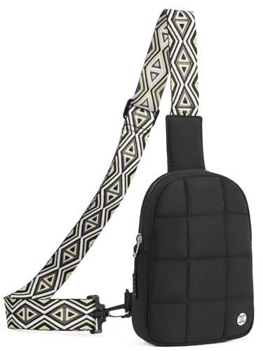 Telena Crossbody Bags for Women Quilted Puffer Cross Body Sling Bag Black