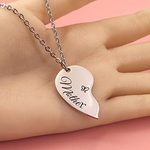 seensea Mother Daughter Necklace Set for 2 Half Heart Necklace for Family Women Girls4