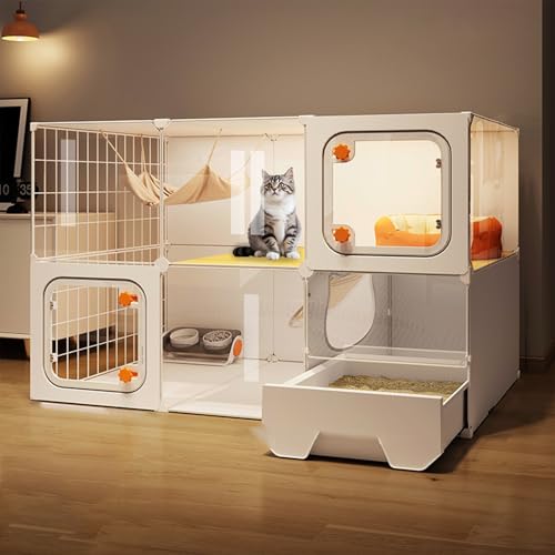 犬 ゲージ 屋根付き 大型犬 ゲージ 組立簡単 ペットゲージ キャスター付き 説明書付き 犬 ゲージ 犬小屋 頑丈 中型犬 犬用ケージ 引き出しトレー付き 犬のゲージ 室内外兼用 (106*46*71 cmホワイト)