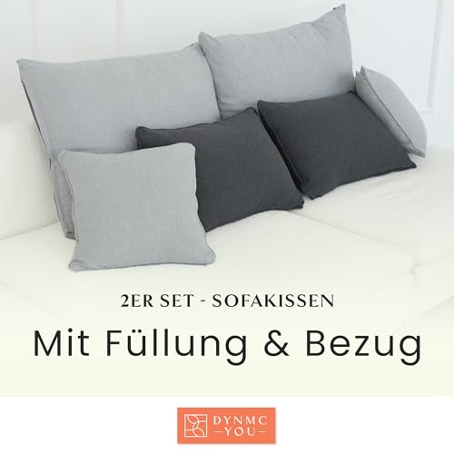 Sofakissen mit Füllung und Bezug - Sofakissen Groß 40x70 cm - Couchkissen Schwarz 2er Set viel Füllung – OekoTex zertifizierte Zierkissen Sofa & Couch – Bequeme Dekokissen Wohnzimmer, Schlafzimmer