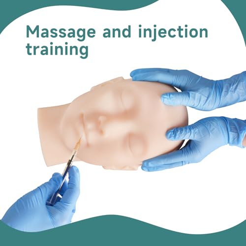 Image of Injection Training Mannequin Face Model, Facial Injection Head Model with Ear for Micro-Plastic Teaching, Esthetician Teaching, Injection Training to Medical Student Doctor